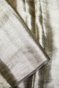 Handwoven Golden Grey Banarasi Tissue Silk Saree