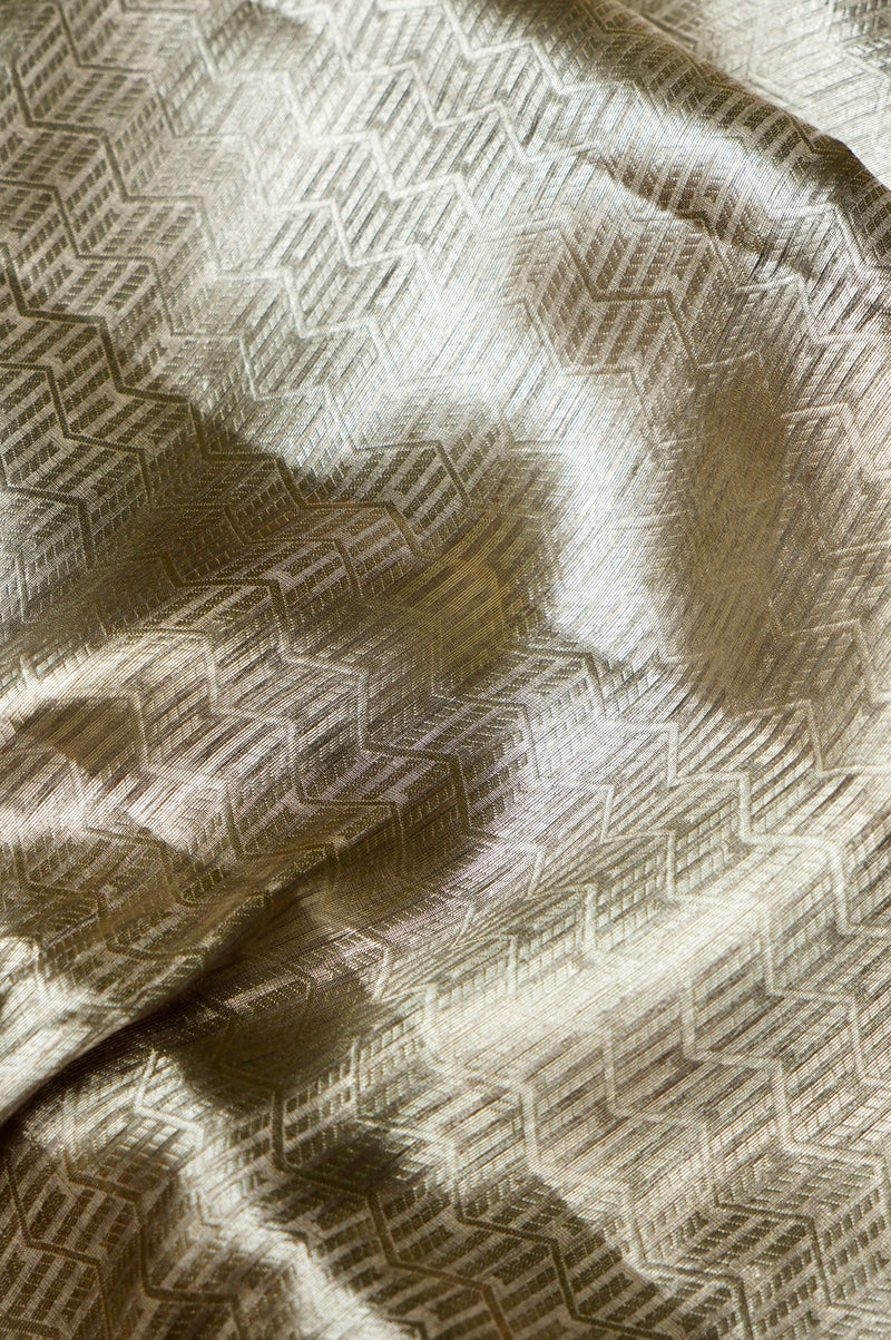Handwoven Golden Grey Banarasi Tissue Silk Saree