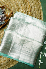 Handwoven Sea Green Banarasi Tissue Silk Saree