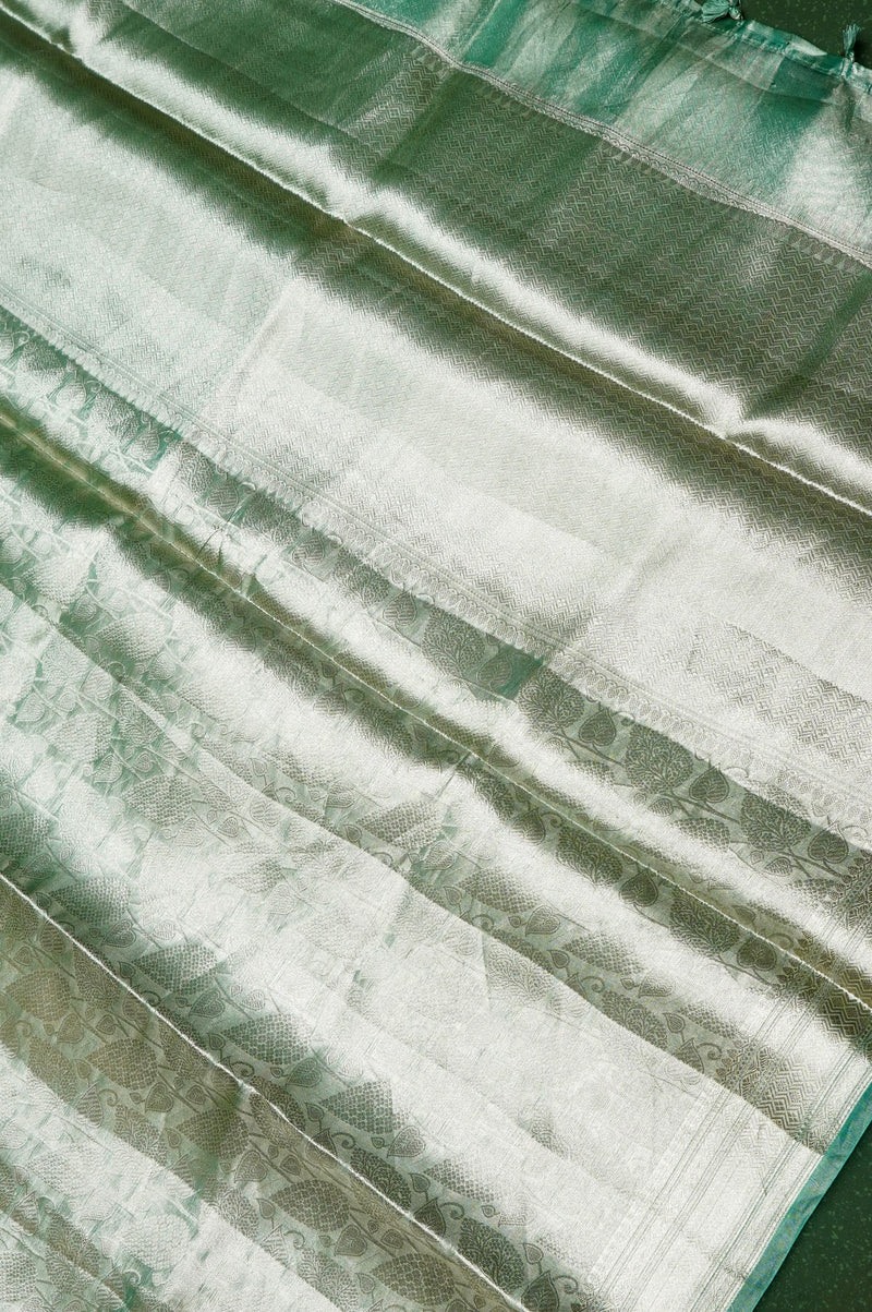 Handwoven Sea Green Banarasi Tissue Silk Saree