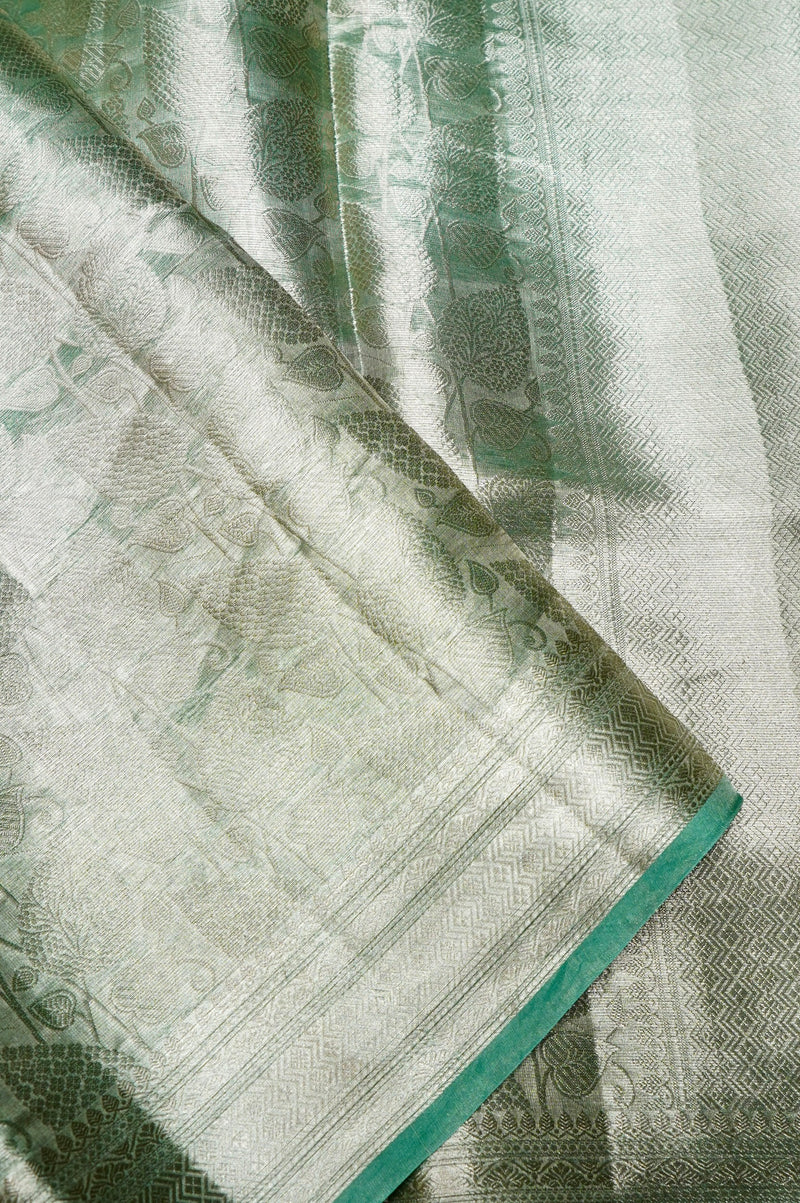 Handwoven Sea Green Banarasi Tissue Silk Saree