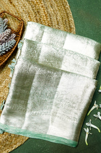 Handwoven Sea Green Banarasi Tissue Silk Saree