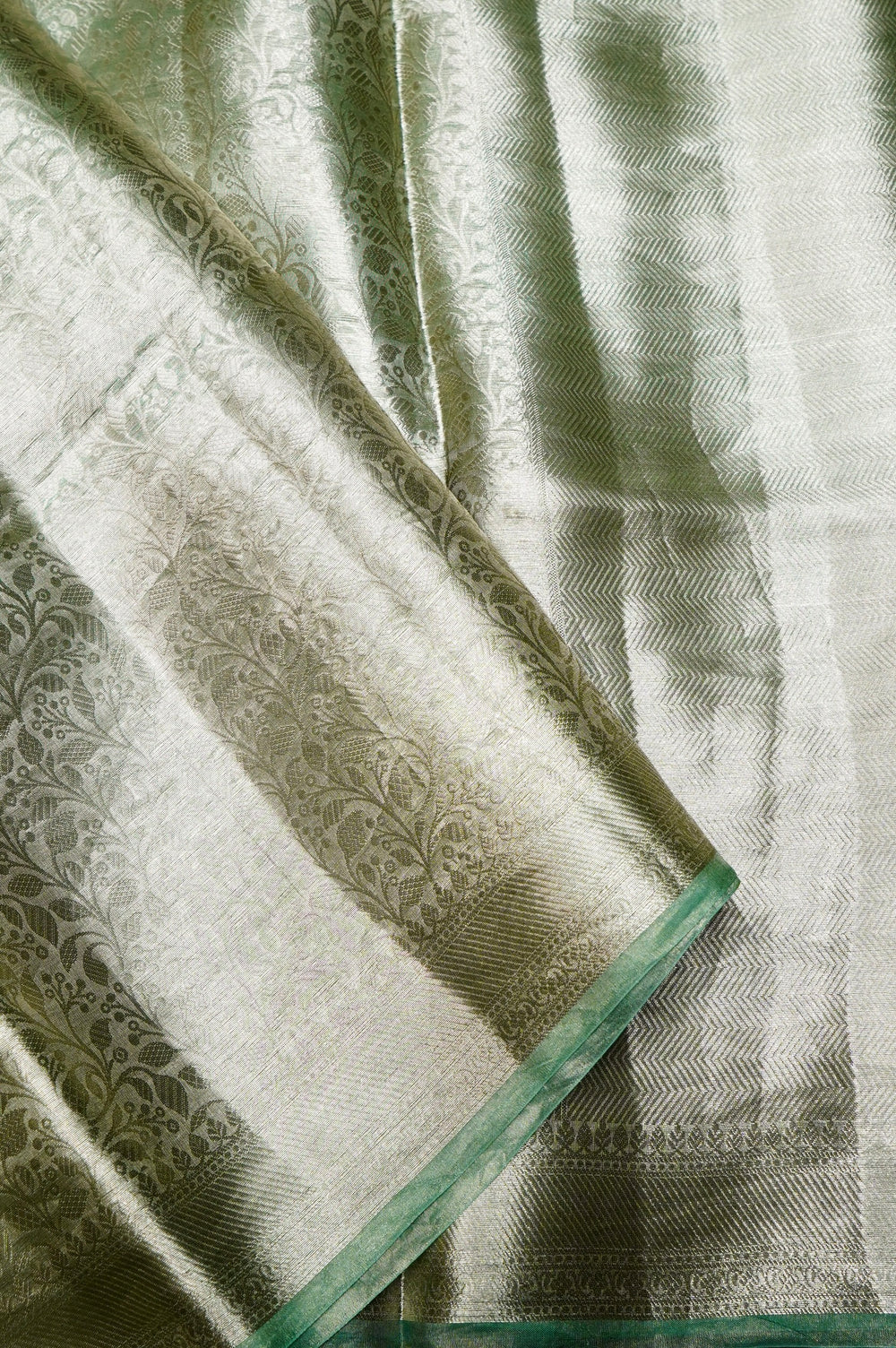 Handwoven Sea Green Banarasi Tissue Silk Saree