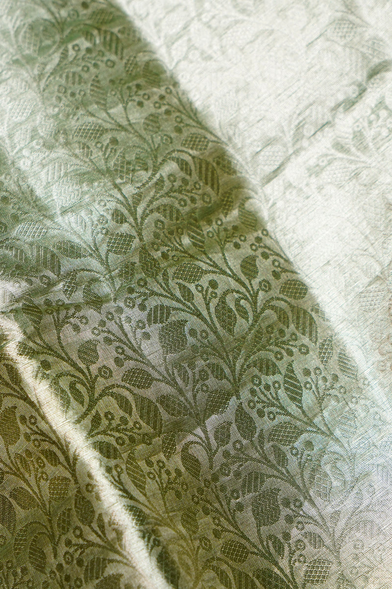 Handwoven Sea Green Banarasi Tissue Silk Saree