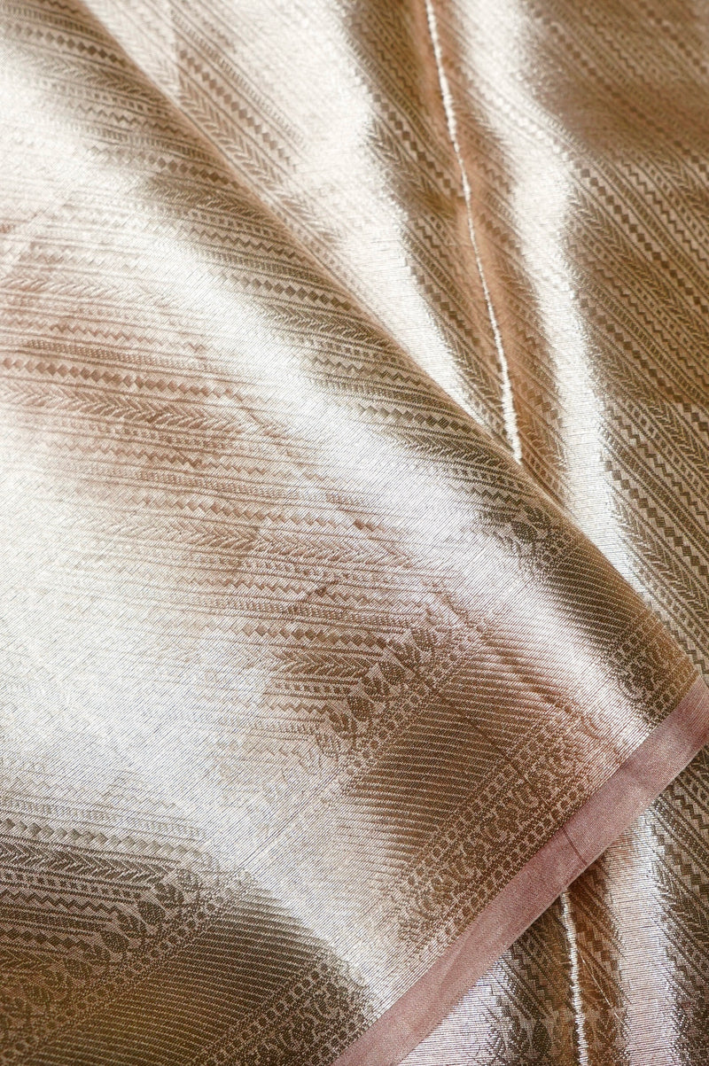 Handwoven Light Pink Banarasi Tissue Silk Saree