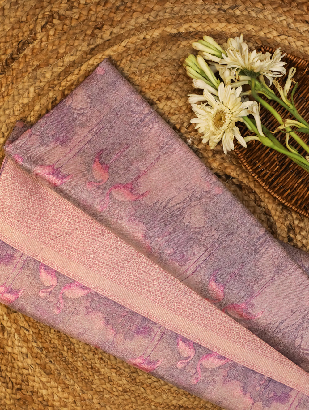 Handwoven Light Mauve Banarasi Katan Silk Saree