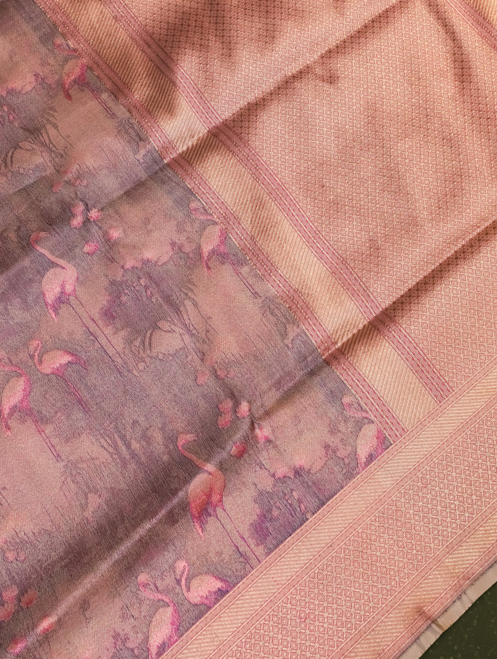 Handwoven Light Mauve Banarasi Katan Silk Saree