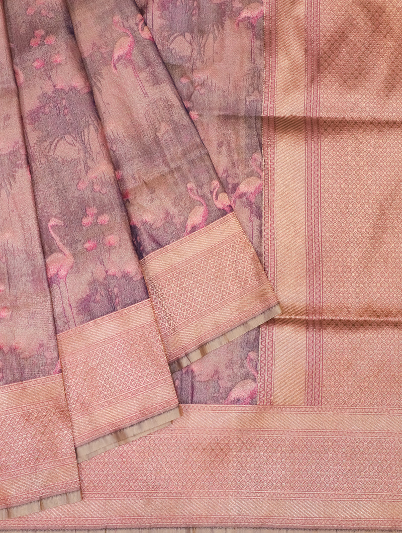 Handwoven Light Mauve Banarasi Katan Silk Saree