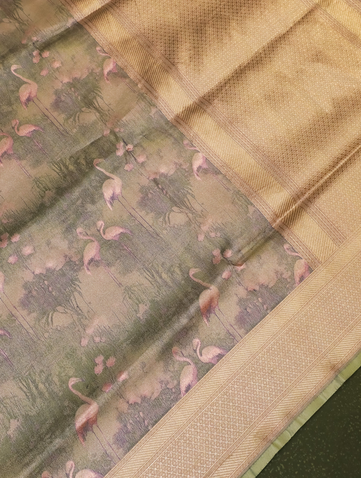 Handwoven Sage Green Banarasi Katan Silk Saree