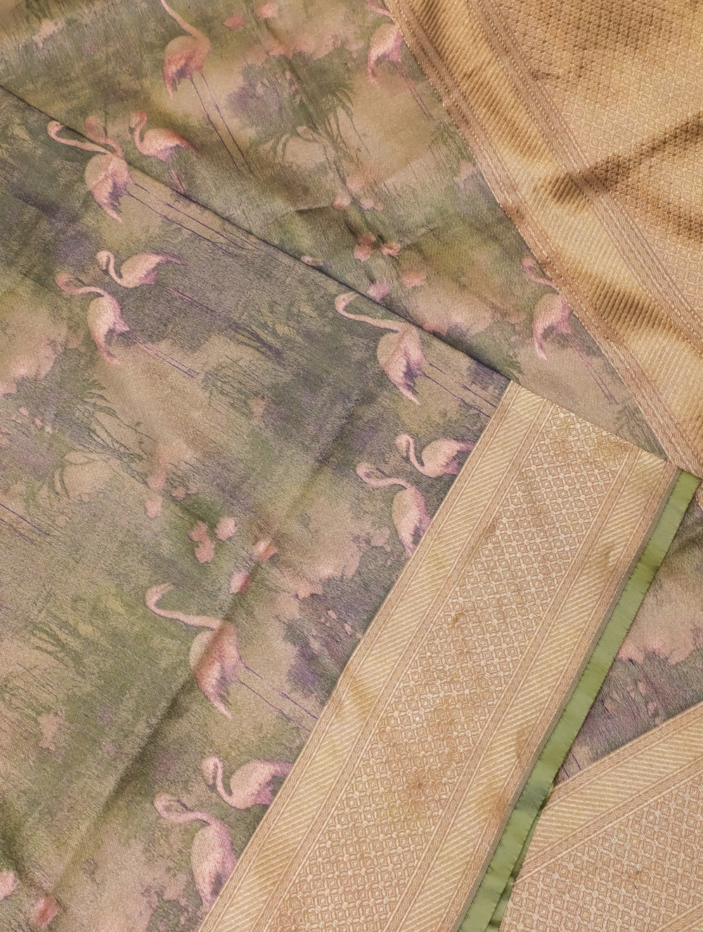 Handwoven Sage Green Banarasi Katan Silk Saree