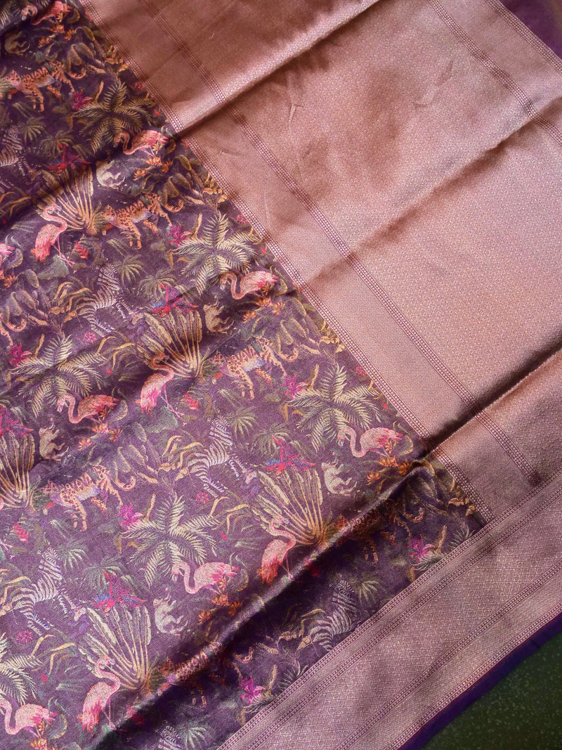 Handwoven Mauve Banarasi Katan Silk Saree