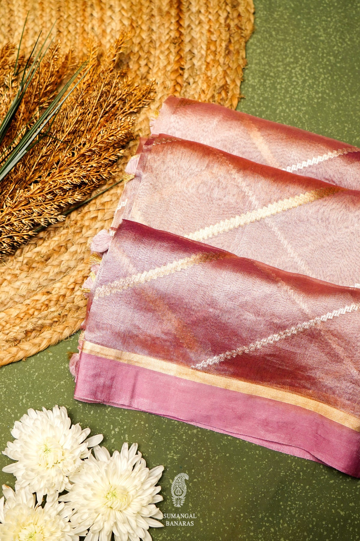 Handwoven Rangkat Banarasi Tissue Silk Saree