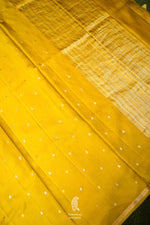 Handwoven Mustard Yellow Banarasi Katan Soft Silk Saree