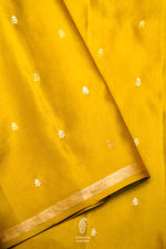 Handwoven Mustard Yellow Banarasi Katan Soft Silk Saree