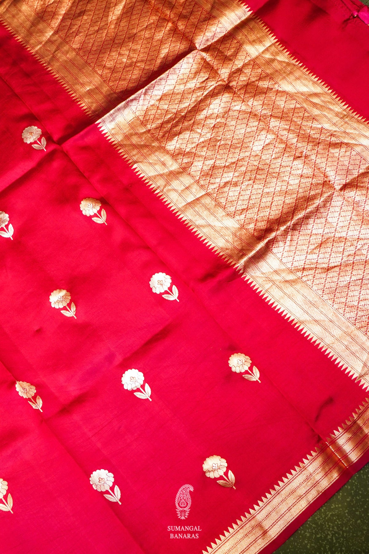 Handwoven Red Banarasi Katan Soft Silk Saree