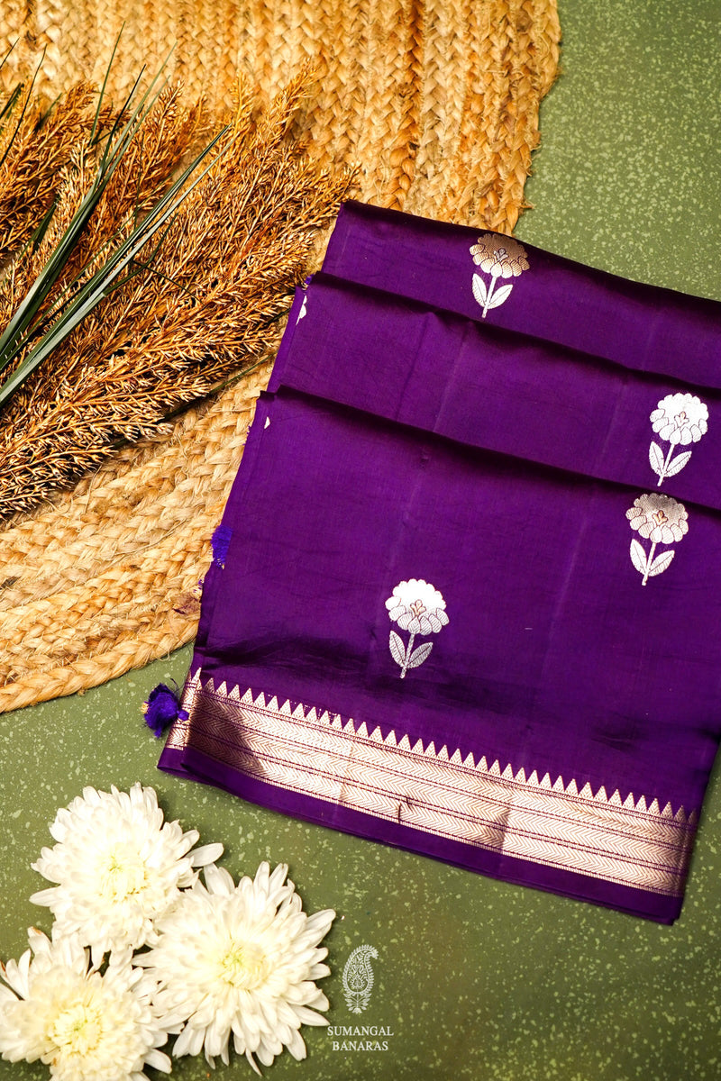 Handwoven Purple Banarasi Katan Soft Silk Saree