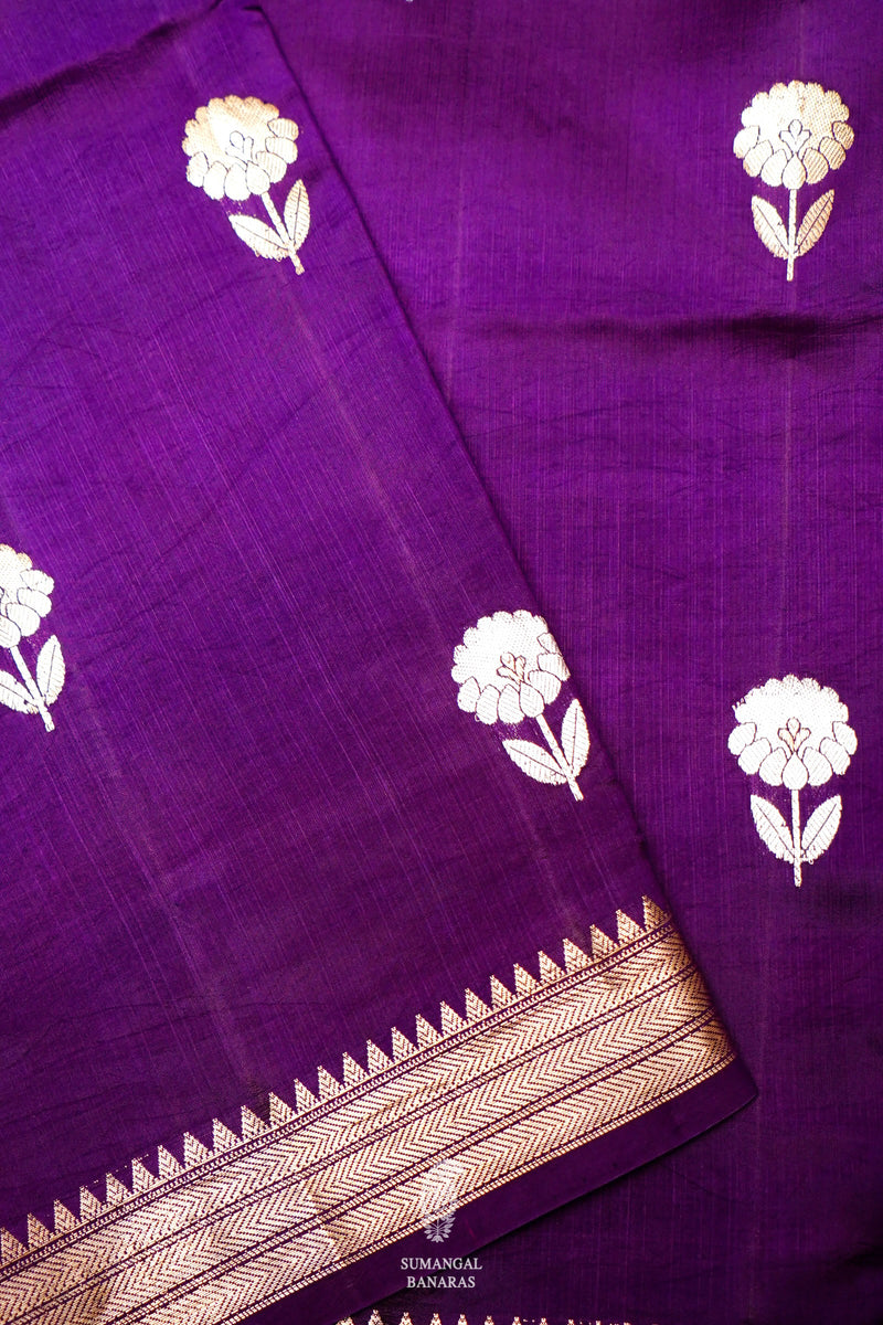 Handwoven Purple Banarasi Katan Soft Silk Saree