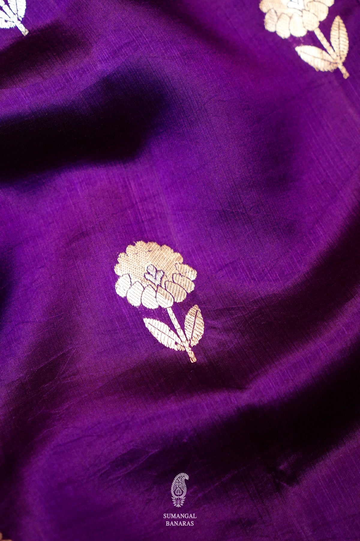 Handwoven Purple Banarasi Katan Soft Silk Saree