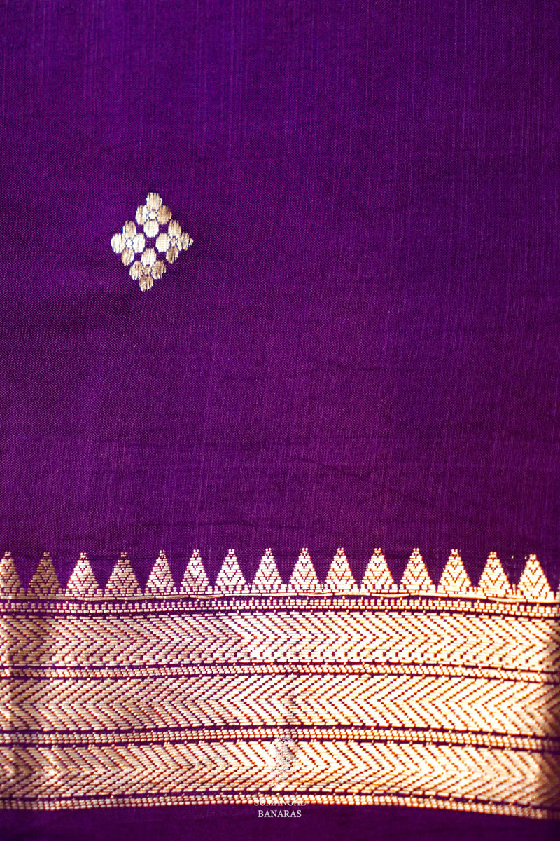 Handwoven Purple Banarasi Katan Soft Silk Saree