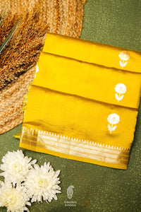 Handwoven Mustard Yellow Banarasi Katan Soft Silk Saree