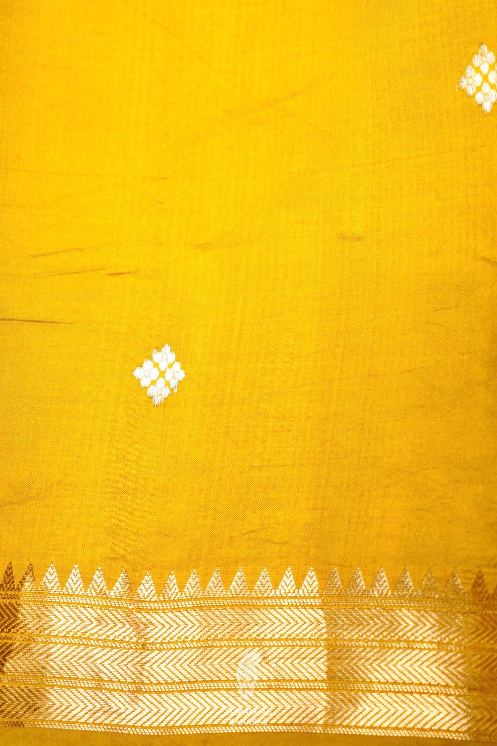 Handwoven Mustard Yellow Banarasi Katan Soft Silk Saree