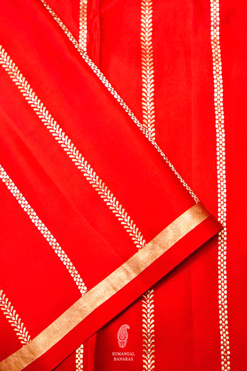 Handwoven Red Banarasi Katan Silk Saree