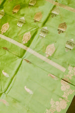 Handwoven Light Green Banarasi Katan Soft Silk Saree