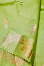 Handwoven Light Green Banarasi Katan Soft Silk Saree