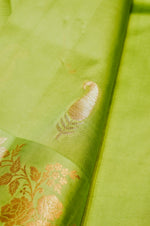 Handwoven Light Green Banarasi Katan Soft Silk Saree