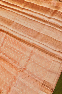 Handwoven Light Peach Banarasi Tissue Silk Saree