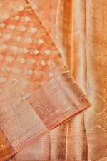 Handwoven Light Peach Banarasi Tissue Silk Saree