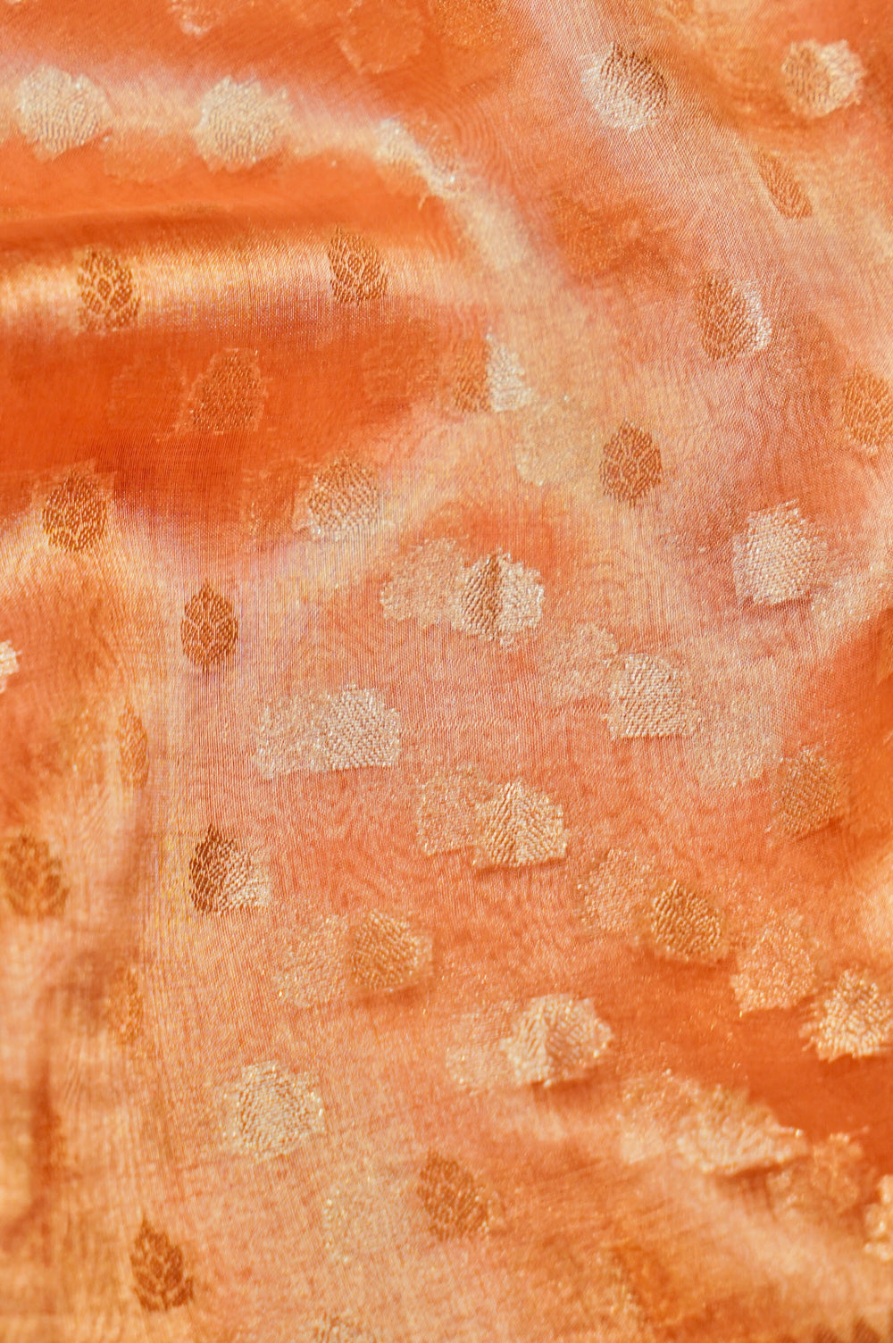Handwoven Light Peach Banarasi Tissue Silk Saree