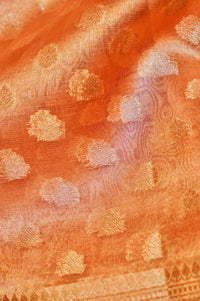 Handwoven Light Peach Banarasi Tissue Silk Saree