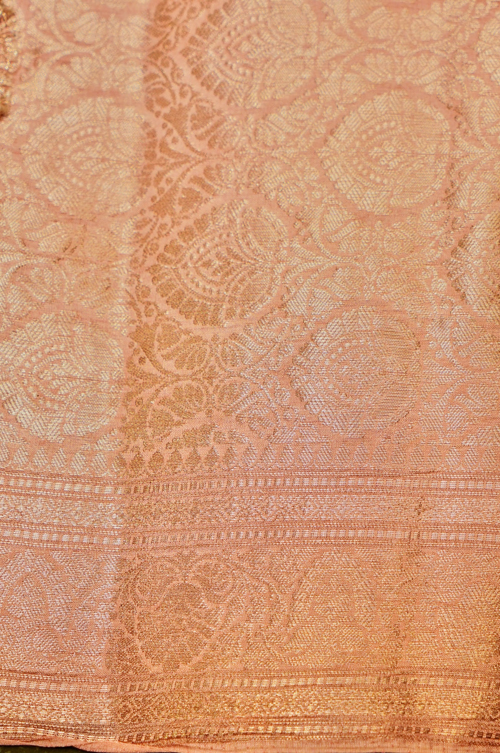 Handwoven Light Peach Banarasi Tissue Silk Saree