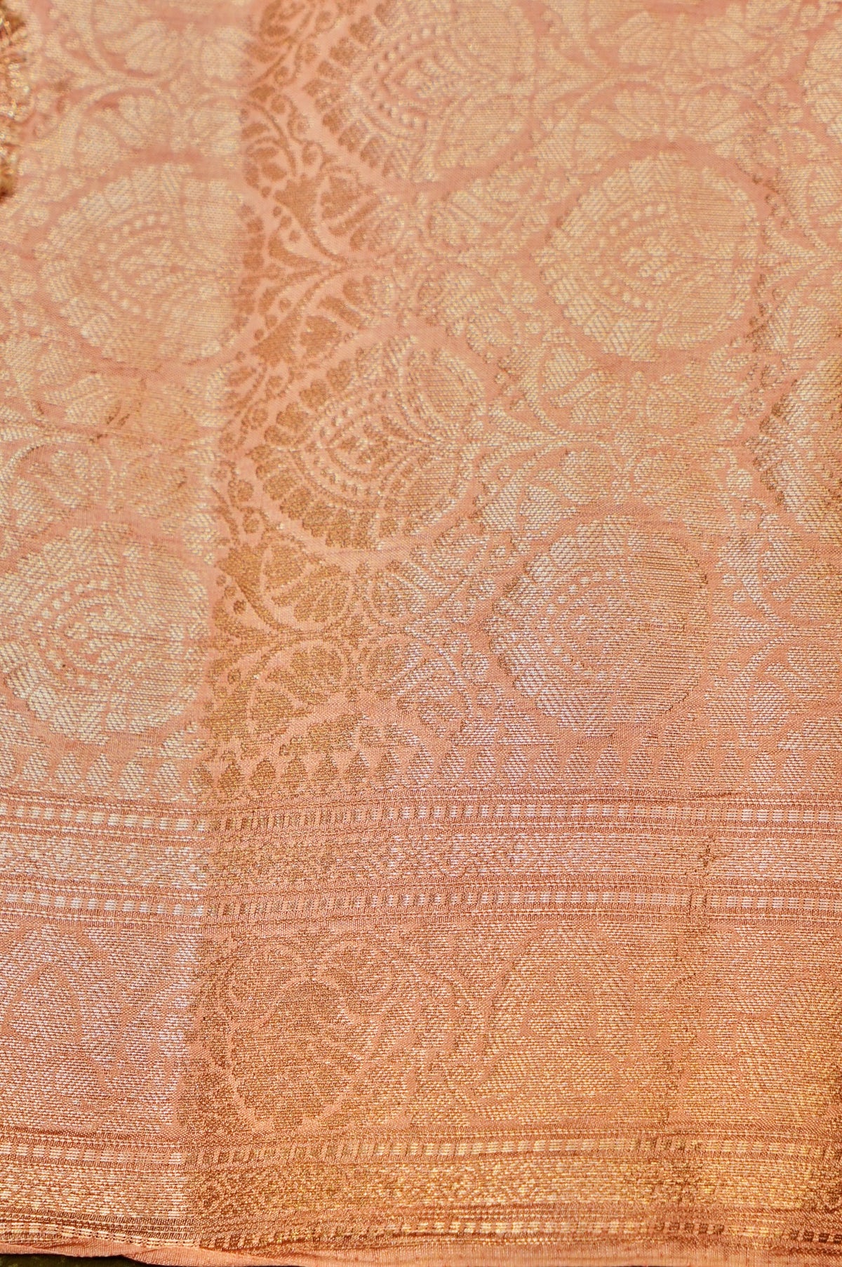 Handwoven Light Peach Banarasi Tissue Silk Saree