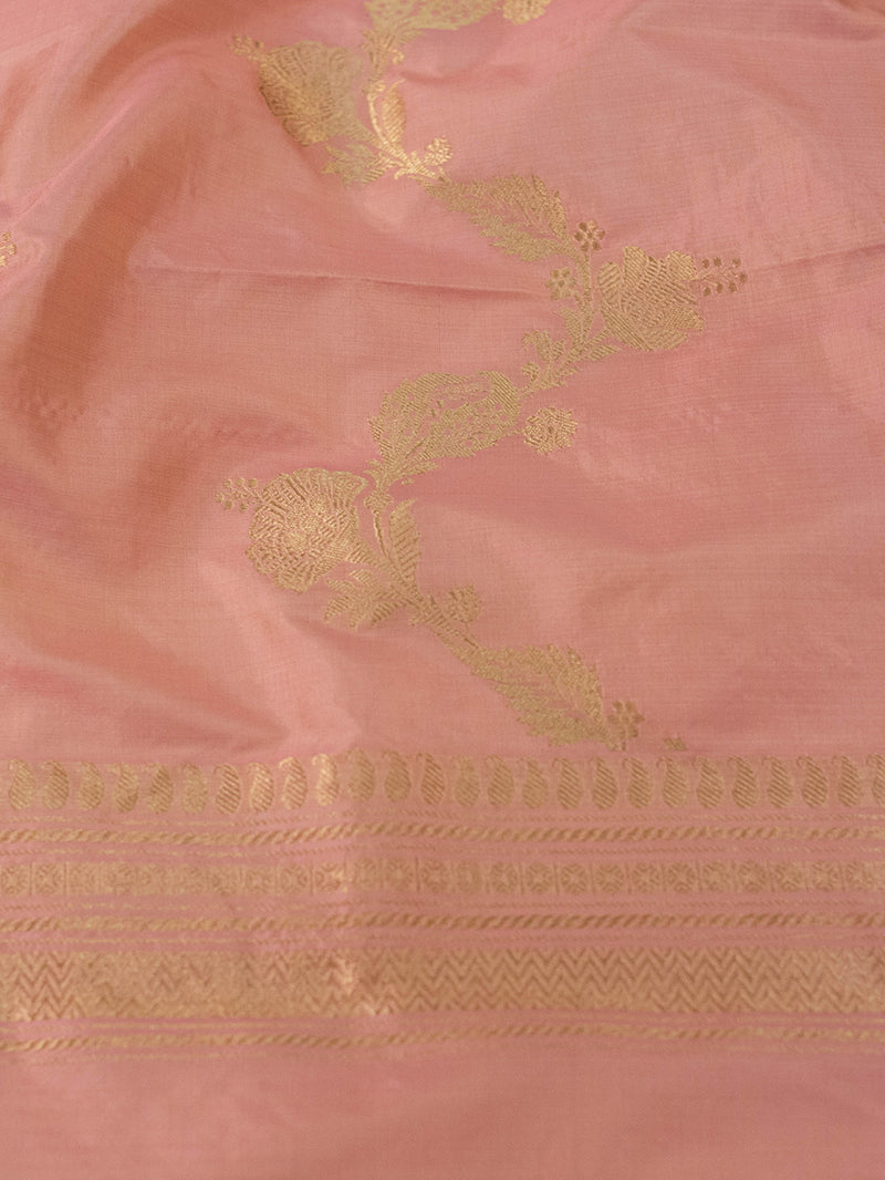 Handwoven Pink Banarasi Katan Silk Suit