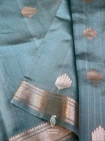 Handwoven Teal Blue Banarasi Katan Soft Silk Saree