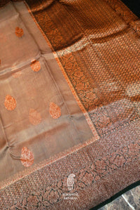 Handwoven Beige Banarasi Organza Silk Saree