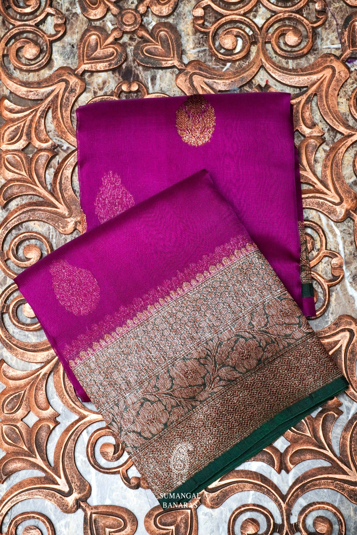 Handwoven Magenta Banarasi Organza Silk Saree
