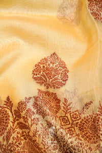 Handwoven Cream Banarasi Organza Silk Saree