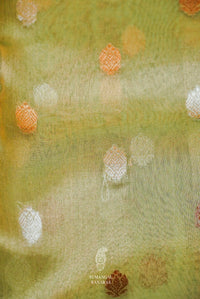Handwoven Sea Green  Banarasi Tissue Organza Silk Saree