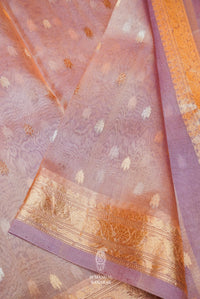 Handwoven Purple Banarasi Tissue Silk Saree