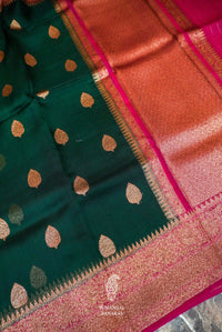 Handwoven Green Banarasi Organza Silk Saree
