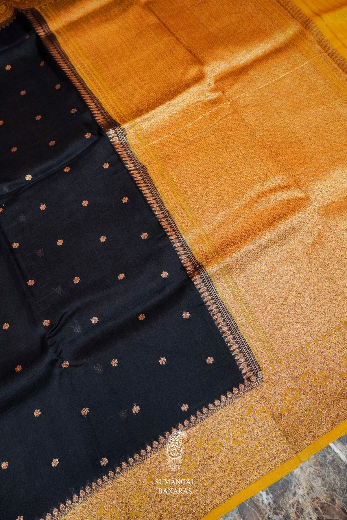 Handwoven Black Banarasi Organza Silk Saree