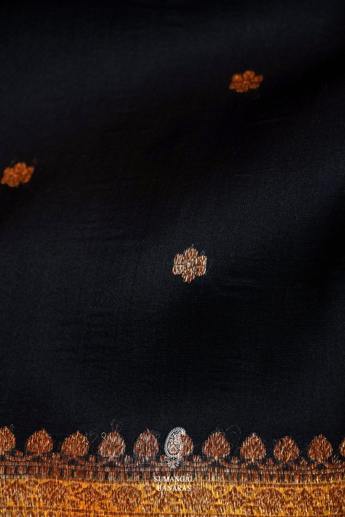 Handwoven Black Banarasi Organza Silk Saree