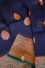 Handwoven Blue Banarasi Organza Silk Saree
