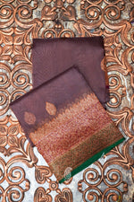 Handwoven Dark Purple Banarasi Organza Silk Saree