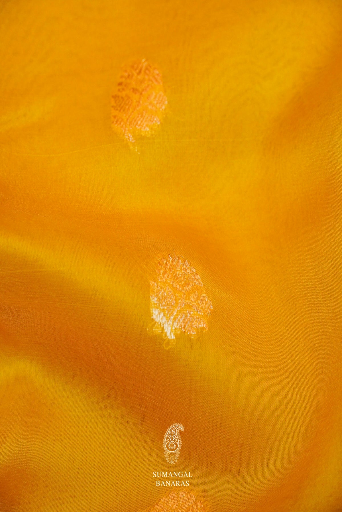 Handwoven Yellow Banarasi Organza Silk Saree