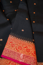 Handwoven Black Banarasi Organza Silk Saree
