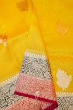 Handwoven Yellow Banarasi Organza Silk Saree